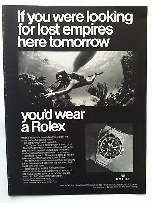 1967 Rolex Submariner Print Advertising  If You Were Looking For Lost Empires Ad