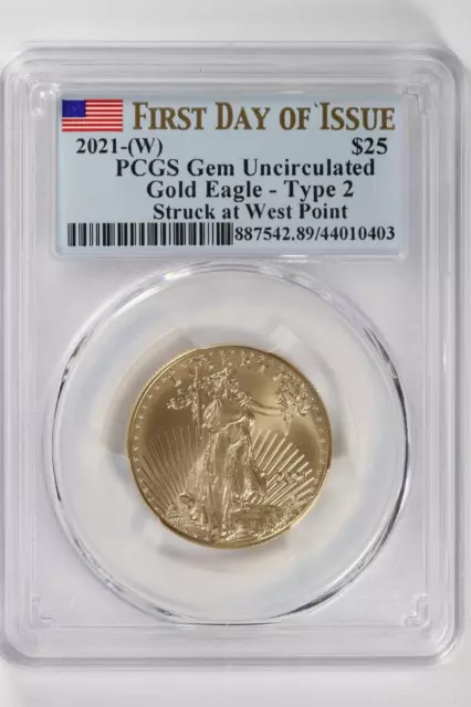 2021-(W) 1/2oz Gold American Eagle T-2 PCGS Gem Uncirculated First Day of Issue