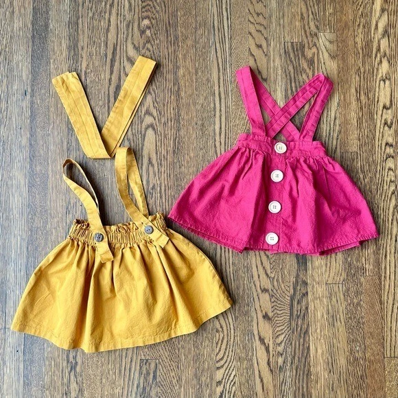 Pinafore Bundle Mustard Yellow & Red    Size 12 mos