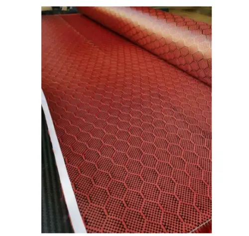 High Quality Carbon Fiber Cloth Honeycomb Football Pattern Red 40"/100cm Width