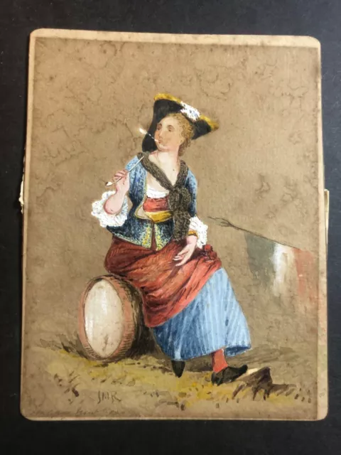 Antique watercolour sketch of a french revolutionary woman c1800