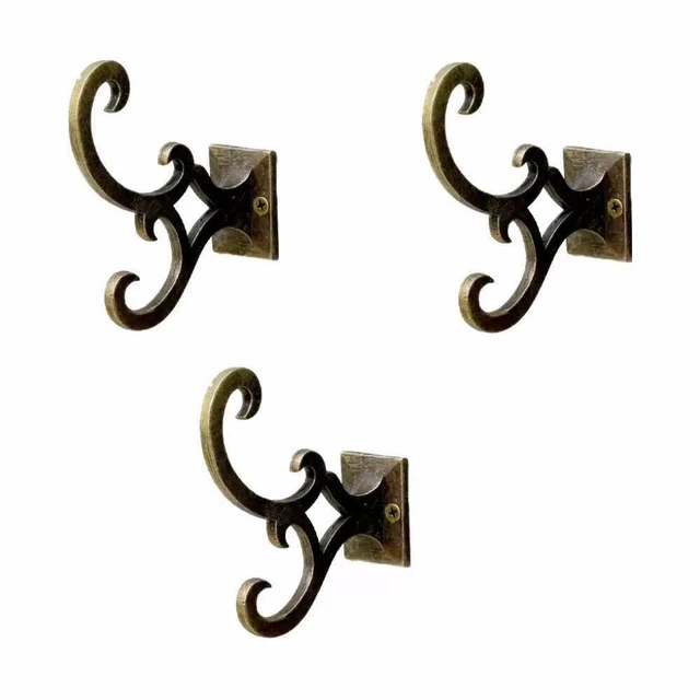 Beautiful Unique Metal Wall Hooks 5 Inch ( Bronze ) - Set Of 3