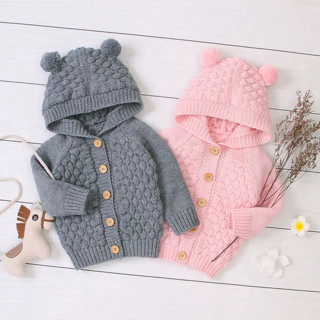 Maglione con cappuccio neonato bambino bambina vestito a maglia vestiti carini 4