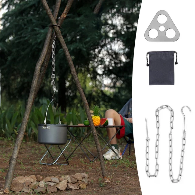 Hängendes Stativ Für Camping Multifunktion Schwarz Und Silber Edelstahl