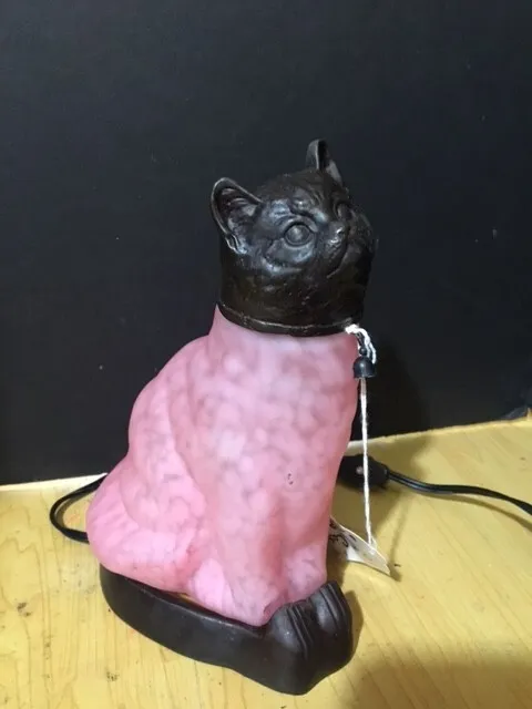 Vintage 1996 Andrea Sadek Tin Chi Cat Pale Pink Accent Night Lamp