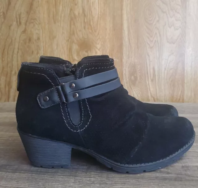 Earth Origins Odel Bootie Ankle Zip Black Suede Womens Size 9