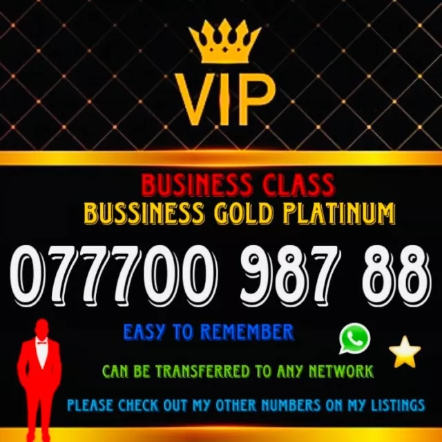 Gold Vip Business Easy Memorable Mobile Phone Number Platinum Sim 777 00 987 88