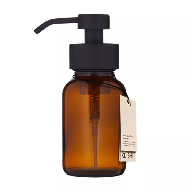 Kuishi Foaming Glass Soap Dispenser 250ml Amber Glass Bottle (BPA-Free)