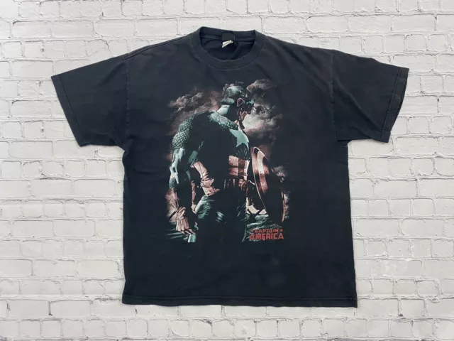 Marvel Mad Engine Captain America Graphic Black Comic T Shirt Tee Sz XL