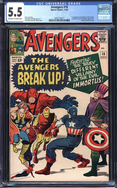 Avengers #10 Cgc 5.5 Ow/Wh Pages //1St App Immortus Marvel 1964