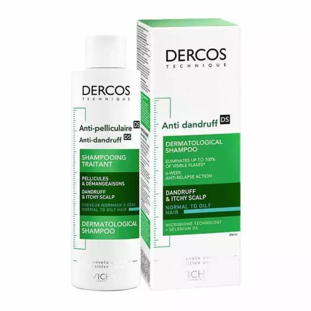 Vichy Dercos Anti Dandruff Shampoo 200ml Flakes Normal Oily Hair Scalp Itchy New