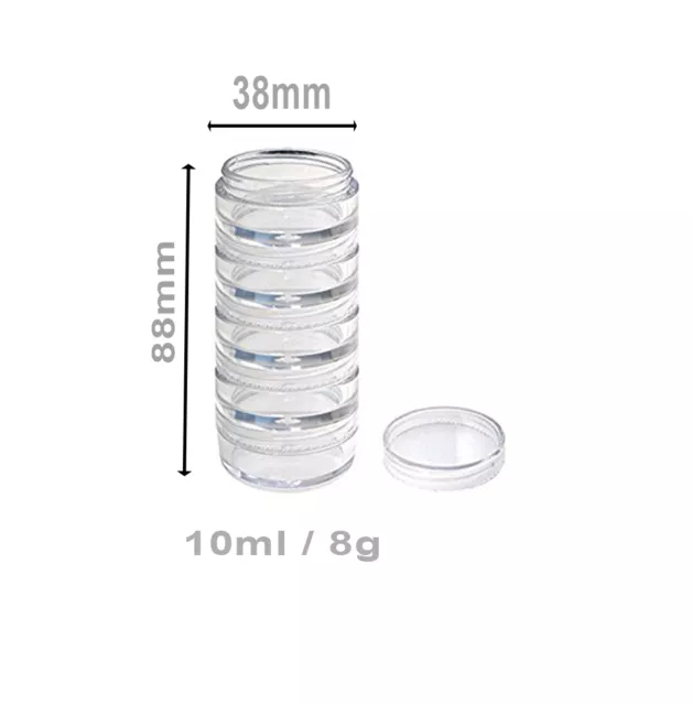 Stacking jar pot Clear Plastic Empty 10ml  Pots for nail art craft, spices Jars