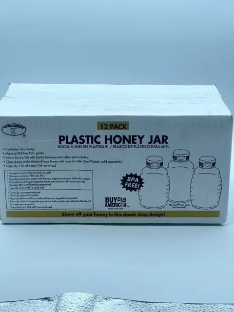 Little Giant PETE BPA Free Plastic Honey Jar Case Of 12 New Made In The USA