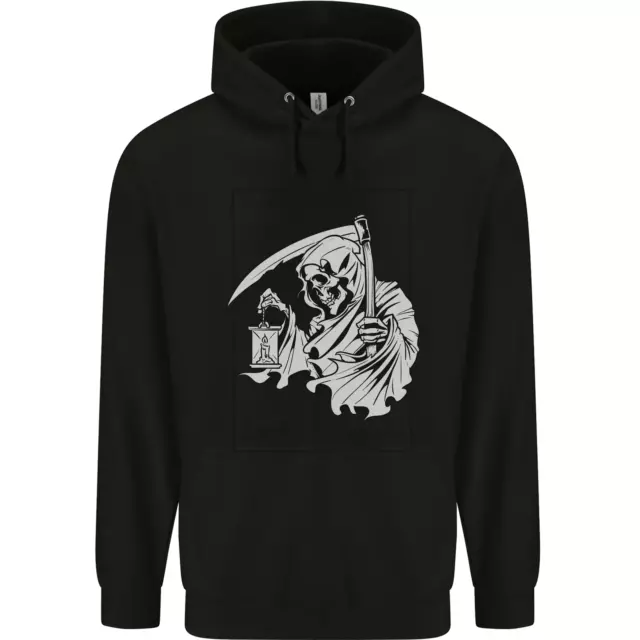 Wasted Life Grim Reaper Gothic Biker Skull Childrens Kids Hoodie