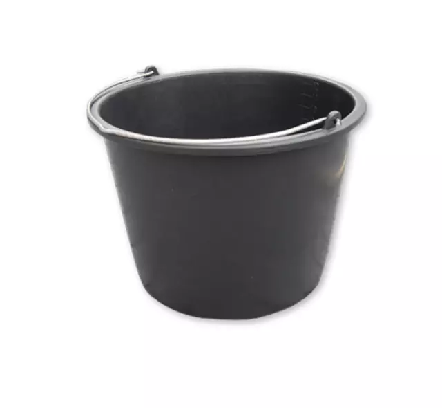 12 Litre Bucket, Ltr, Litre Black Plastic Buckets x 5 ( Pack of 5 )