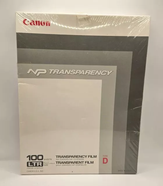 Canon NP Transparency Film Type D Item No.9-70015-D1 Canon U.S.A. Inc.100 Sheets