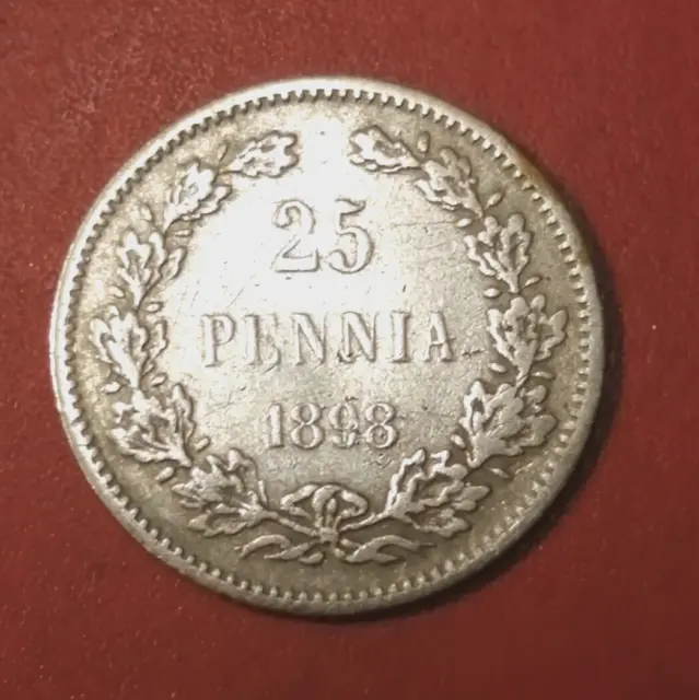 Finland * 25 penniä 1898 Silver * condition 1+*Empire Nikolai II*