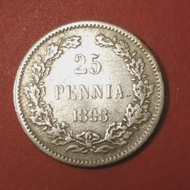 Finland * 25 penniä 1898 Silver * condition 1+*Empire Nikolai II*