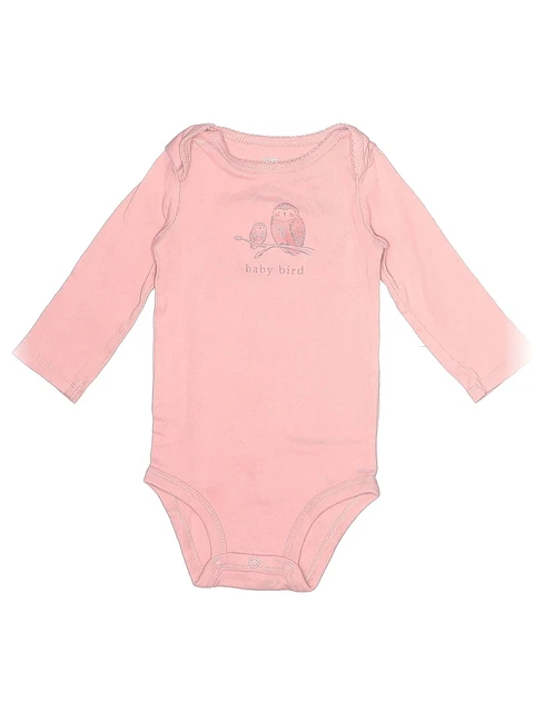 Just One Girls Pink Long Sleeve Bodysuit 9 Months