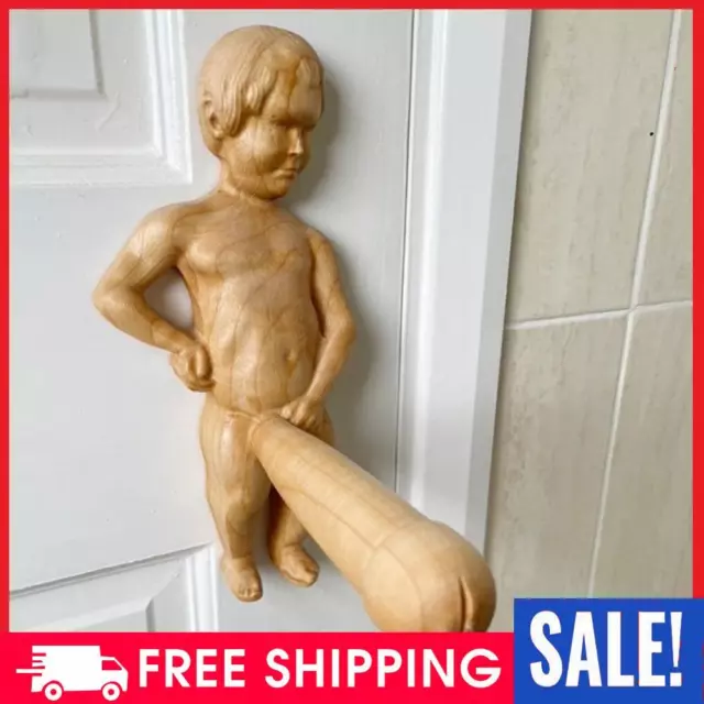 Wooden Boy Toilet Roll Holder Funny Tissue Storage Rack for Bathroom Ornaments