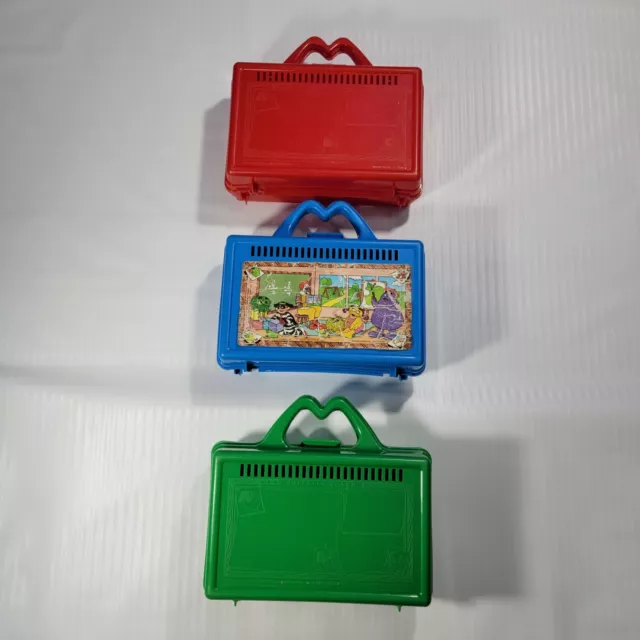 Lot of 3 1988 McDonalds Collectible Pencil Case Happy Meal Box Red Blue Green