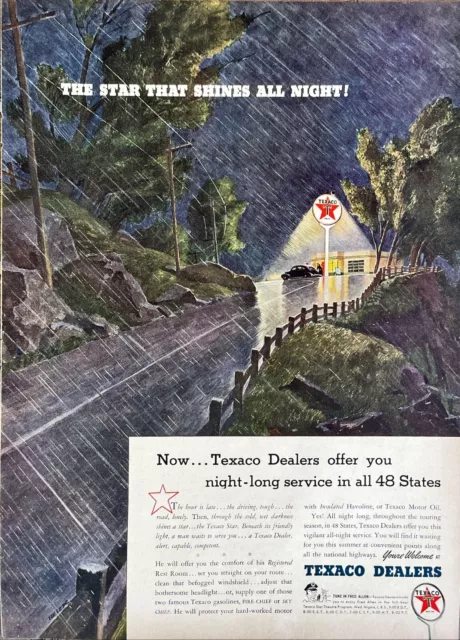 Texaco Gas Station Sign Star Car Gasoline Dealer Vtg Magazine Article Ad 1941