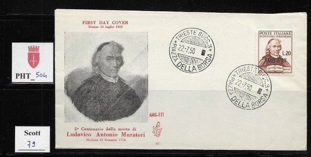 PHT_504. TRIESTE FTT. FDC Venetia w. 1950 LUDOVICO MURATORI. Scott 79