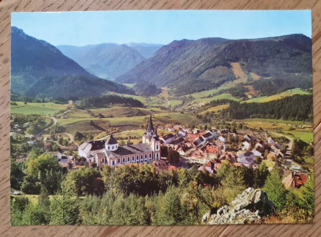 MARIAZELL BLICK gegen HOCHSCHWAB  alte ANSICHTSKARTE Postkarte 80er Jahre 1987