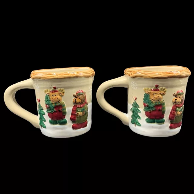 St. Nicholas Square HEARTLAND OSO DE ALCE 16 OZ taza 4,5""T 6""W conjunto de 2