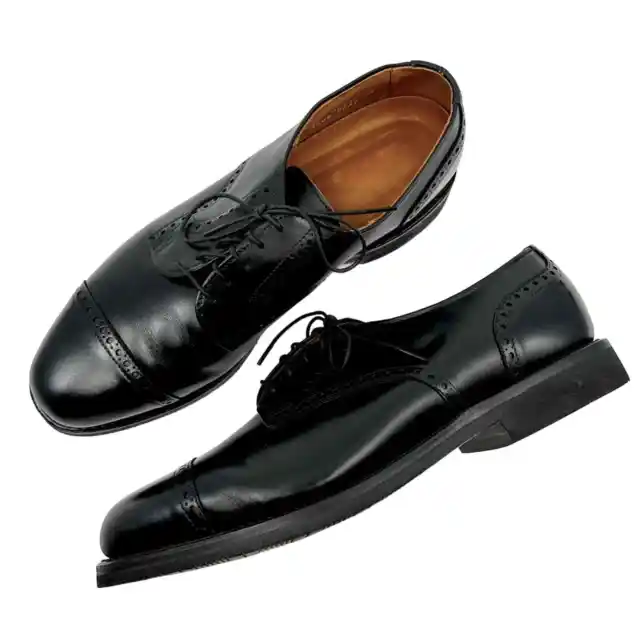 NEW ALLEN EDMONDS Benton Size 10 Cap-Toe Leather Brogue Oxford Vibram Sole Black