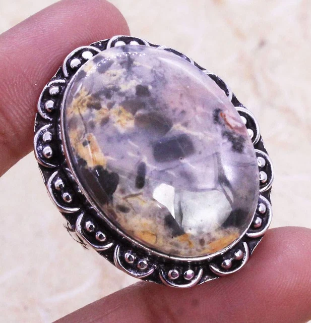 Dazzling Picasso Jasper 925 Silver Plated Handmade Ring of US Size 7 Ethnic Gift
