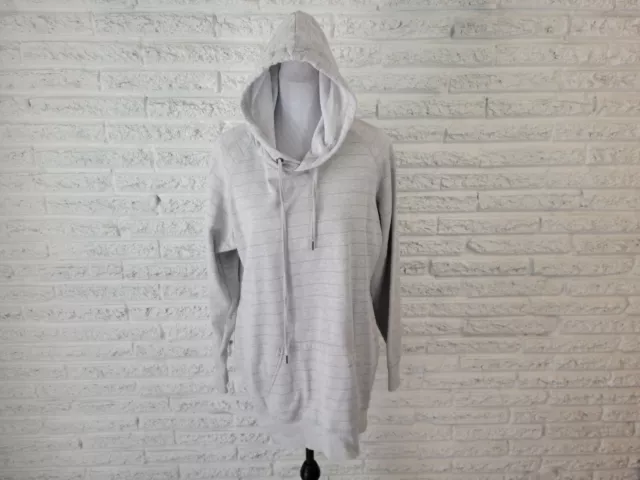 Maurices Womens Sweatshirt Extra Large Hoodie Raglan Sleeve Gray Stripe Metallic