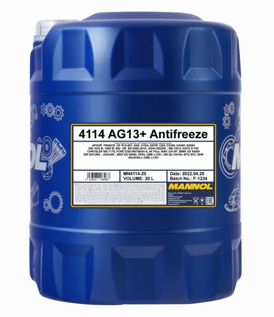 MANNOL AG13+ CONCETRATED Yellow Advanced Antifreeze Coolant 20L £51.59 ...