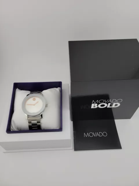 Movado Bold Women's Silver Dial Stainless Steel Ladies Watch 3600084 ($650 MSRP)