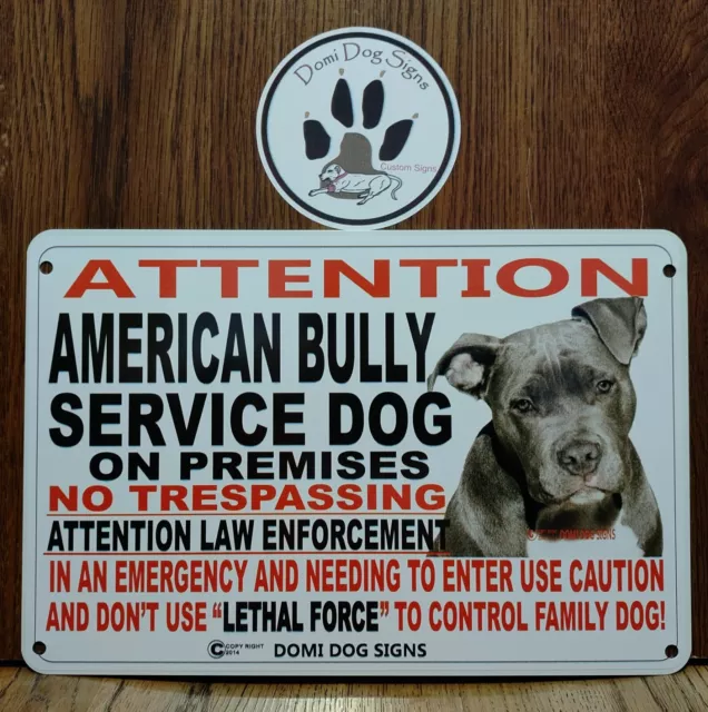 Metal Warning American Bully Service Dog sign For FENCE ,Beware Of Dog 8"x12"