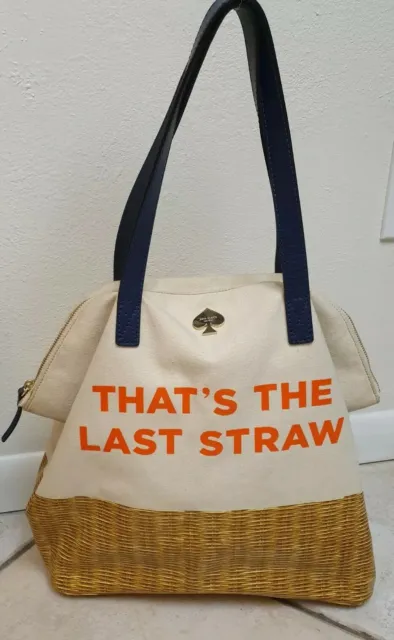 Kate Spade That's The Last Straw Canvas Tote Shopping Travel Bag