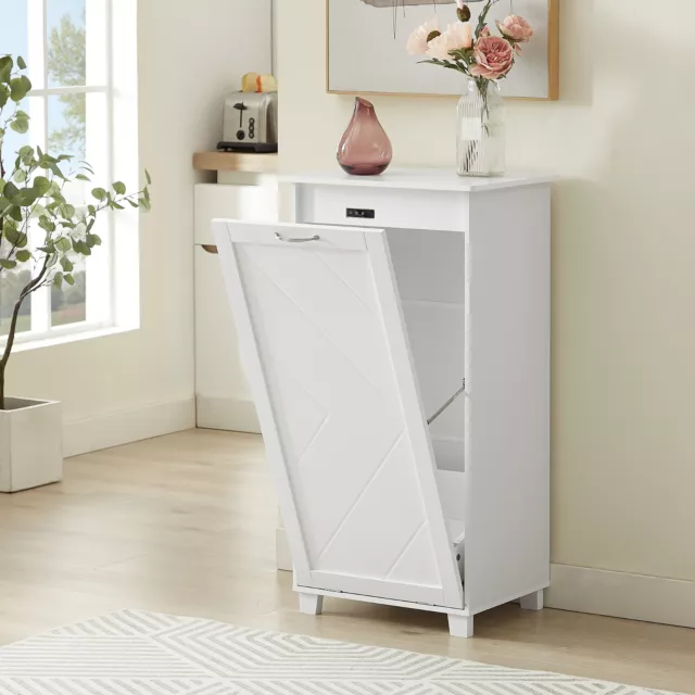 Tilt Out Trash Bin Cabinet With Negative Ion Deodorizing Kitchen Laundry Storage