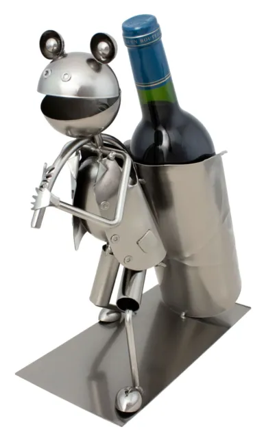 BRUBAKER Grenouille Porte-bouteille de Vin Sculpture Métal argenté Idée Cadeau 3