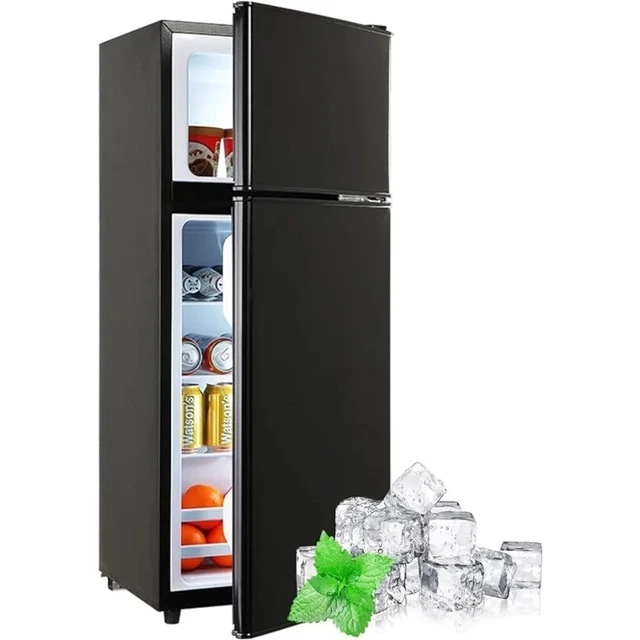 COMPACT REFRIGERATOR 3.5 Cu Ft Mini Separate Freezer 2 Door Black