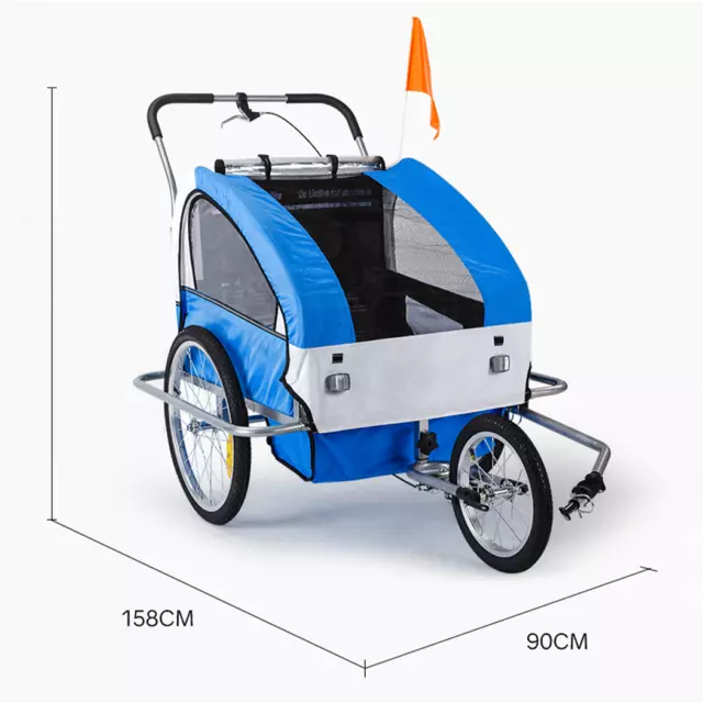 Bike Trailer Kid Child Baby Pet Bicycle Pram Stroller Children Jogger Breathable 2