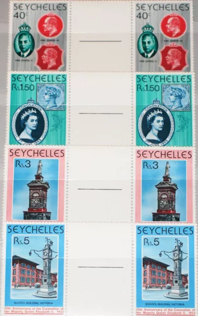 SEYCHELLES SEYCHELLEN 1978 418-21 413-6 gutter 25Ann Coronation Elizabeth II MNH