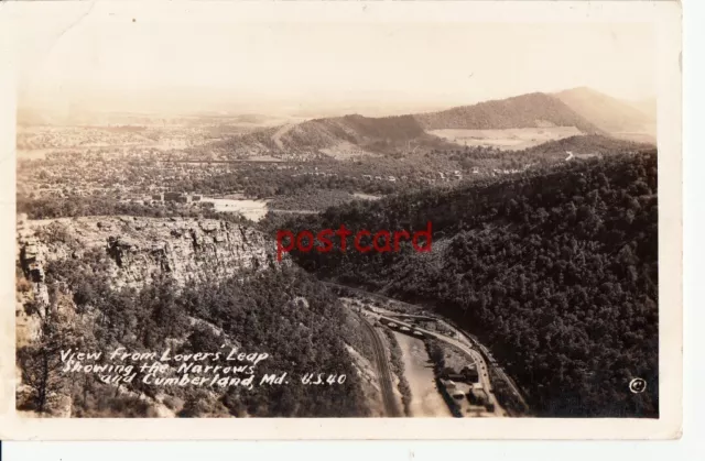 CUMBERLAND MD View from Lover's Leap Showing the Narrows U.S. 40 RPPC