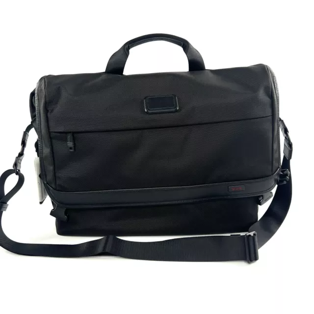 TUMI Alpha 2 Messenger Bag Black Ballistic Nylon Expandable