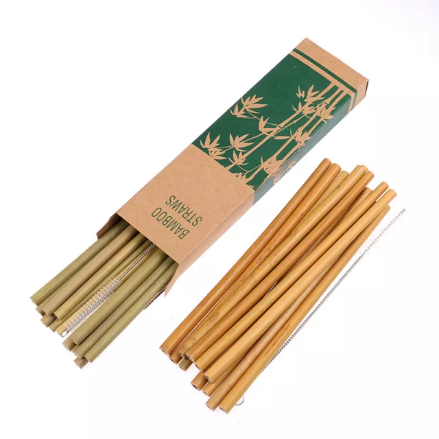 1/12pcs Bamboo Drinking Straws Eco-Friendly Party Kitchen With Clean Bru ZF 2