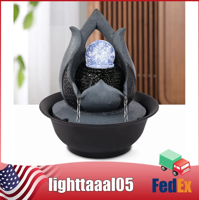 TABLETOP WATER FOUNTAIN Meditation Indoor Waterfall Fountain W/LED