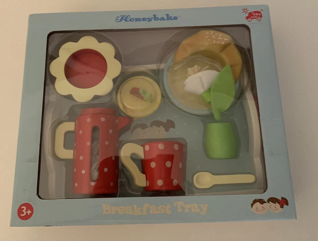 Kids Play Food Le Toy Van Honeybake Breakfast Tray Wooden Cafe Play Set 6 Pc HTF