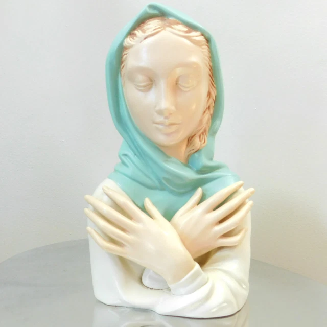 10& VIRGIN MARY Blessed Mother Bust Vintage Holland Mold Ceramic Relic