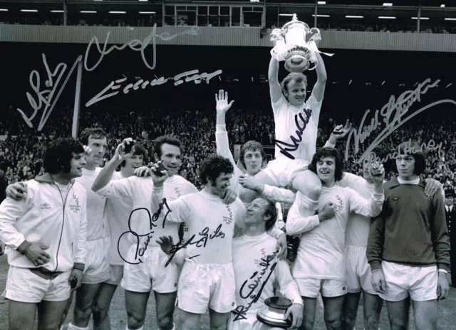 Multi Hand Signed 1972 Large Fa Cup Photo Leeds United Coa Autograph Utd