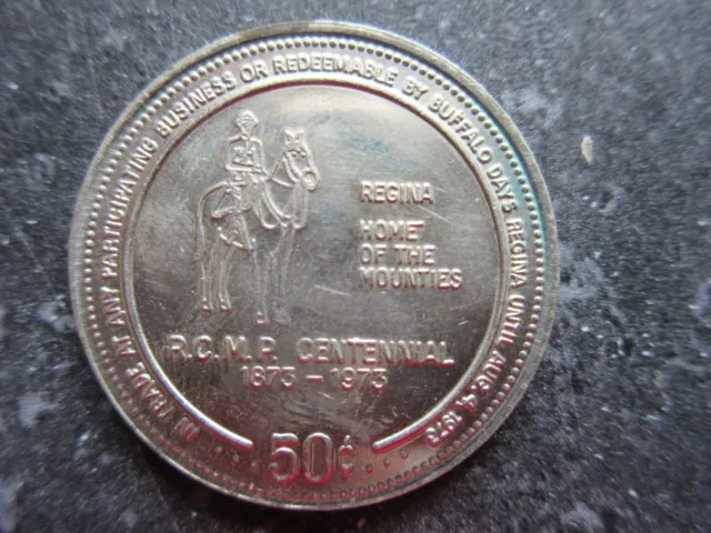 1973 Regina Saskatchewan Buffalo Days 50 cent Token RCMP