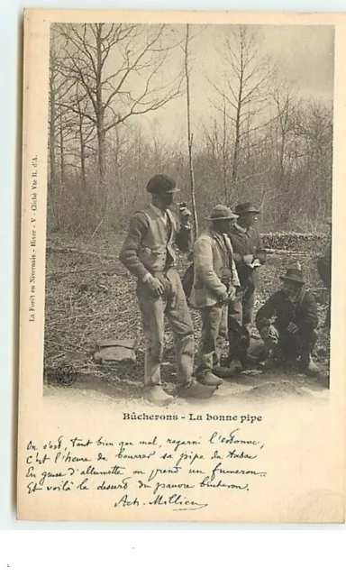 Poème Achille Millien - Bûcherons - La bonne pipe - 11674